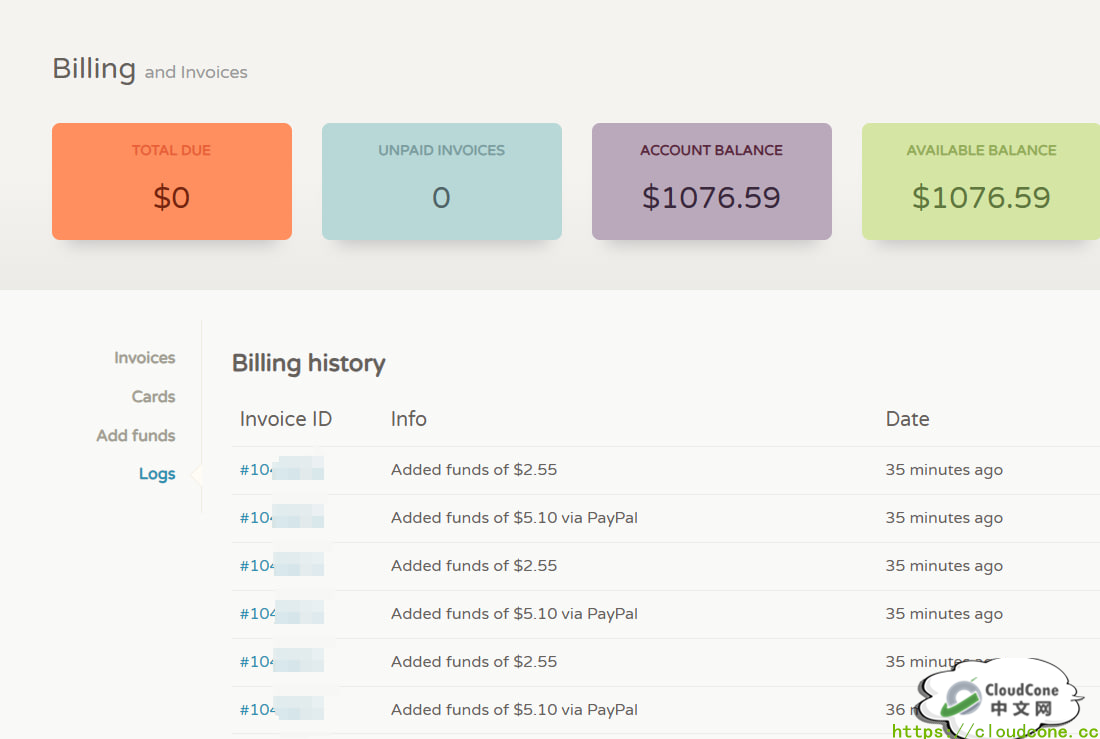 CC黑五预热: 充5.1得7.65美元余额 - CloudCone - CloudCone中文网,国外VPS,按小时计费,随时退款 CC黑五预热: 充5.1得7.65美元余额 - CloudCone - CloudCone中文网,国外VPS,按小时计费,随时退款